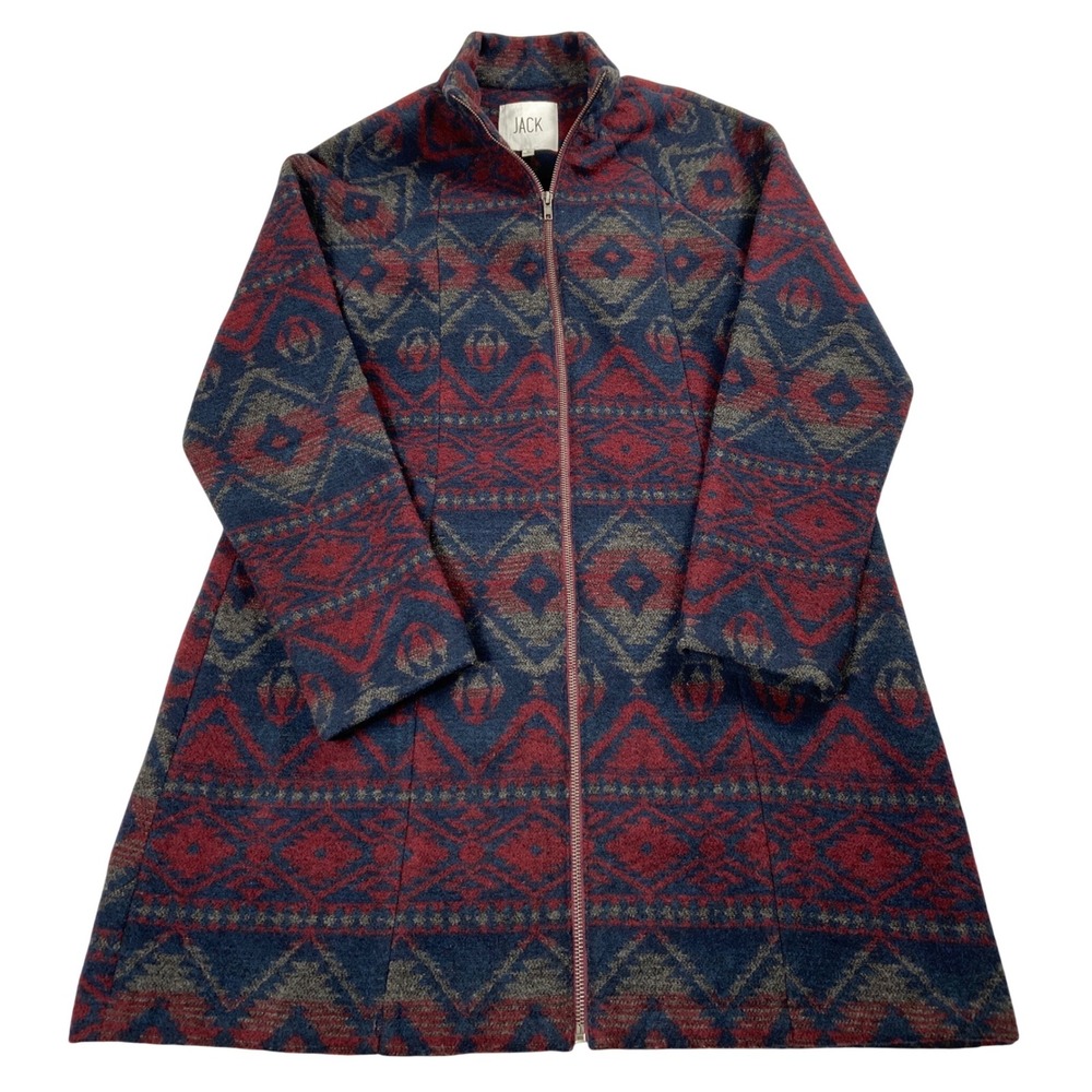 Jack Coat Womens Small‎ Aztec Wool Blend Full Zip Jacket Southwestern Pattern